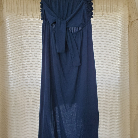 Navy Blue Strapless Dress - Picture 2 of 3